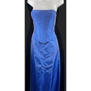Jessica McClintock 2000 Vintage Y2K Gunne Sax Prom Iridescent Blue Dress Size 6